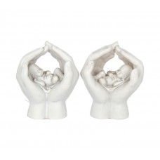 Cupped Hands & Baby Figurine Shelter Pair 